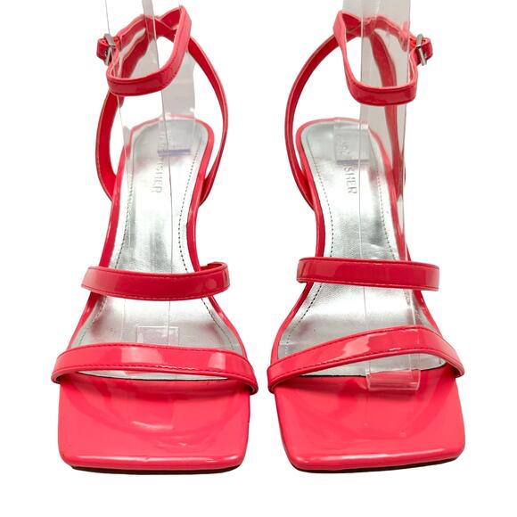 Marc Fisher Deric Hot Pink Faux Leather Open Square Toe Ankle Strap Sandals - Picture 4 of 12